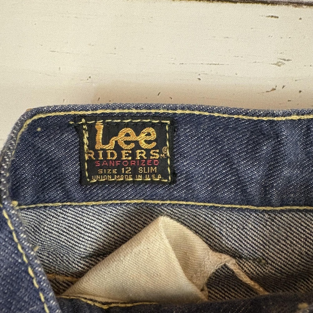 Vintage Lee Riders Jeans Boys 12 Slim Blue Denim Sanforized Made In USA 24x27 - Picture 5 of 10